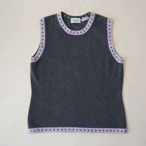 Neiman Marcus Cashmere Grey/Pink Vest Jumper